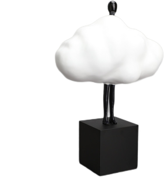 흑백 구름 인물 수지 장식 거실 베란다 장식 집들이 선물에 적합, A