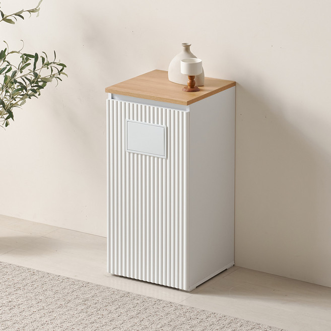 데코라인 라모칸 템바보드 다용도 분리수거함 재활용 대용량 휴지통 수납장 400, 화이트