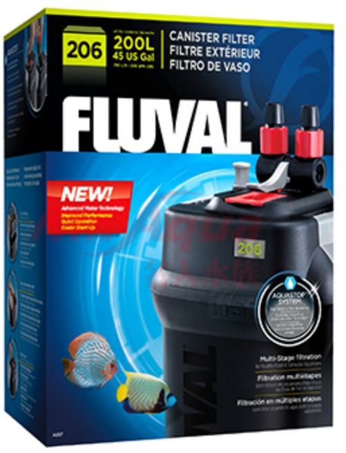 赫根 FLUVAL 富濾霸 206 圓桶過濾器 (適用於200L魚缸) - 靜音 省電, 1個