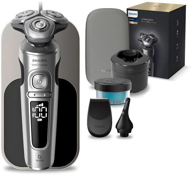 필립스 SkinIQ 9000 프레스티지 마이크로 에디션 전기면도기, SP9887/36, 브라이트 크롬