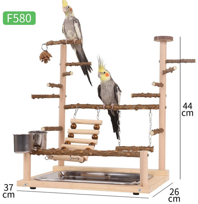 鸚鵡實木站架 遊戲架 吊環爬梯套裝, F580, 1個