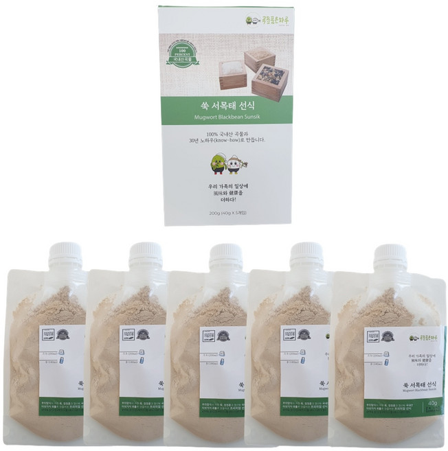 쪄서 볶아 소화가 잘 되는 곡물품은하루 국내산 100% 식사대용선식 쑥 선식, 40g, 5개