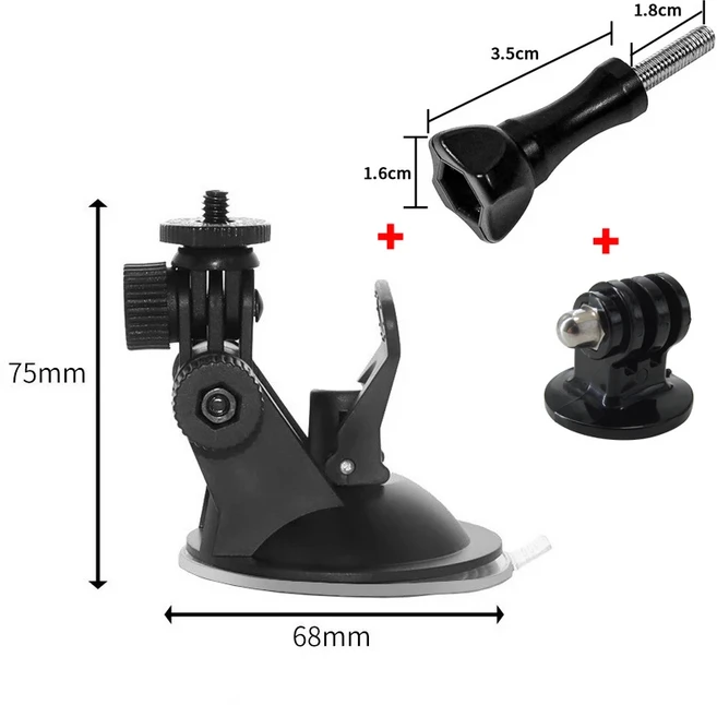 고프로 13 12 11 10 DJI 액션 6 5 인스타 360 X4용 흡착식 차량용 거치대 조절 가능한 창문/앞유리 홀더