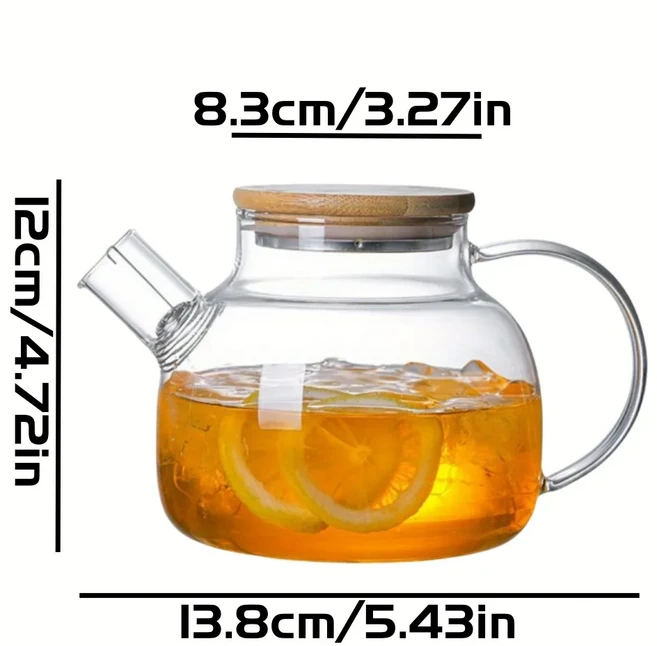다기 주전자 찻잔 도자기 자사호 1L/1.8L 대용량 유리 티포트 고온 내열 찜 음료 과일 주스 및 아이스티용 가정용 주방 용품, [01] S 1pc