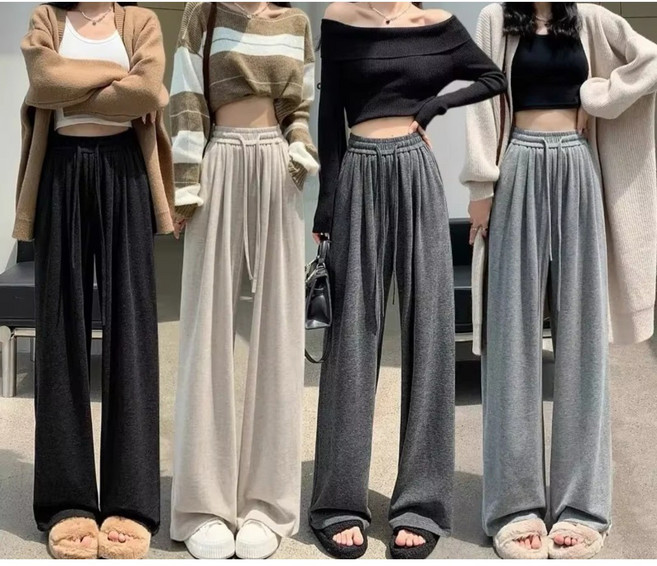 스타일홀리 여성 인생핏 신축성좋은 사계절용 와이드 트레이닝 밴딩팬츠