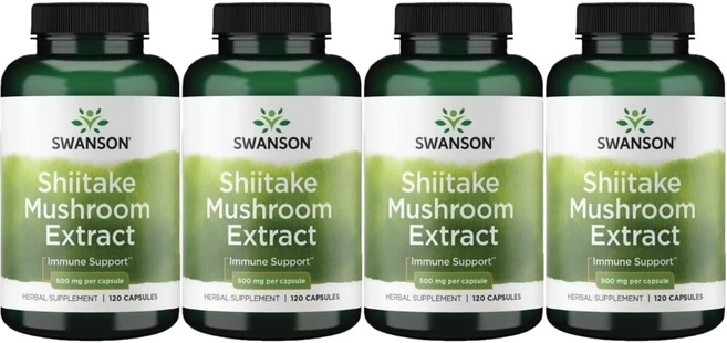 스완슨 표고버섯 추출물 500mg, 4팩, 120정 - 쿠팡