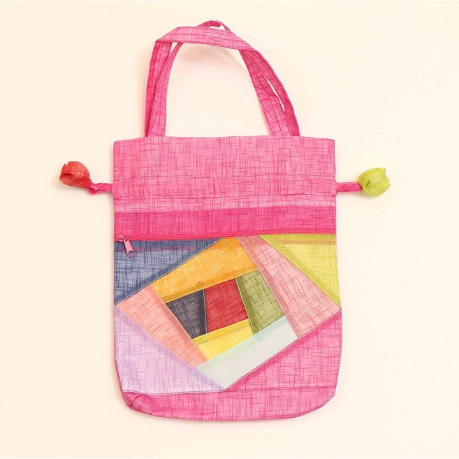 도시락주머니 텀블러파우치 모시 조각보 주머니 파우치 외국인선물, 진분홍, 1개