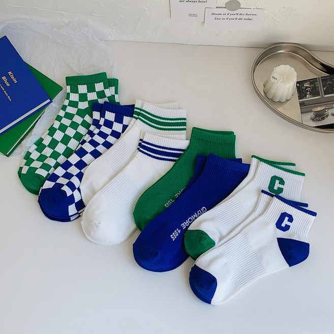 워더미 여성용 유니크 캐쥬얼 감성 스포츠 코튼 단목 양말 8종 세트 CZW538