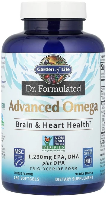 Garden of Life Advanced Omega 가든오브라이프 어드벤스드 오메가 피쉬오일 EPA/DHA/DPA 180캡슐, 180정, 1개 - 쿠팡