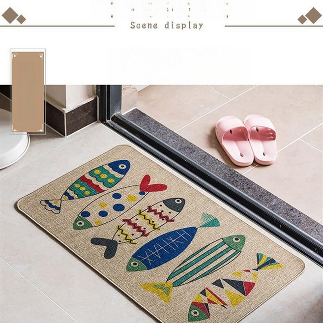 해피유통 귀여운 물고기 모양 현관 매트 만화 미끄럼 방지 홈 매트, 40*120cm, 스타일A