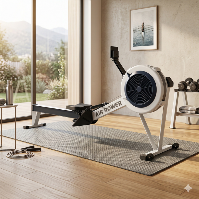 인피니 가정용 공기저항 로잉머신 홈트 실내 전신운동기구 10단계 풍압 저항조절 로잉머신, 화이트, SY/001