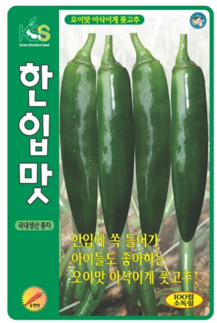 영농사 한입맛 풋고추 씨앗 100립 아주 약간 매운 아삭이 고추씨, 10개