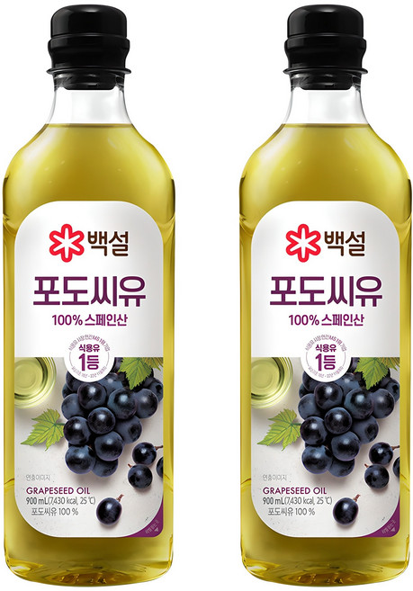 백설 포도씨유, 900ml, 2개