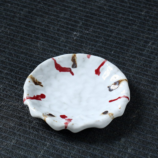 復古窯變馬克杯 志野燒咖啡杯, 志野燒小盤子 13*13*2CM 月白, 1套