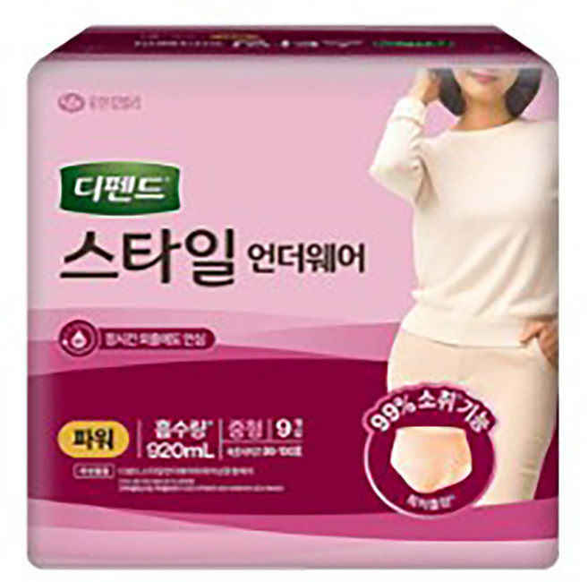 디펜드 스타일 언더웨어 성인기저귀 파워 여성용 중형 9p, 9개입, 6개