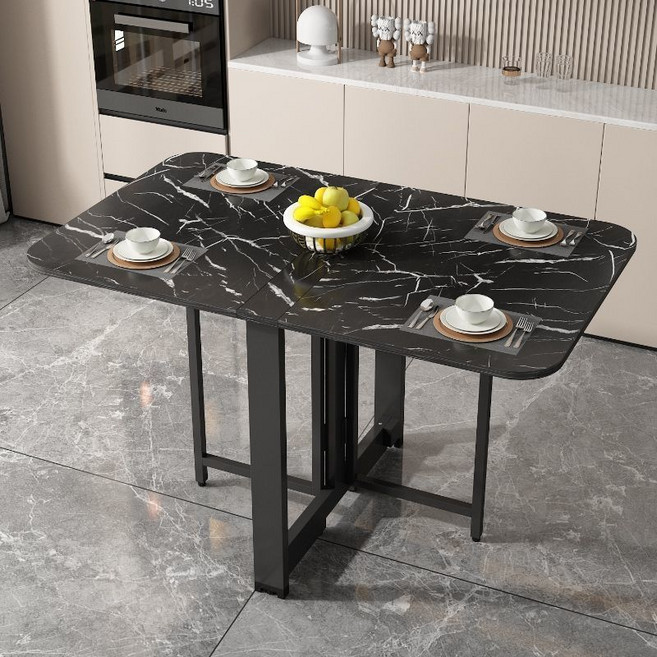 거실 접이식 확장형 기능성 고급 원룸 테이블, 블랙