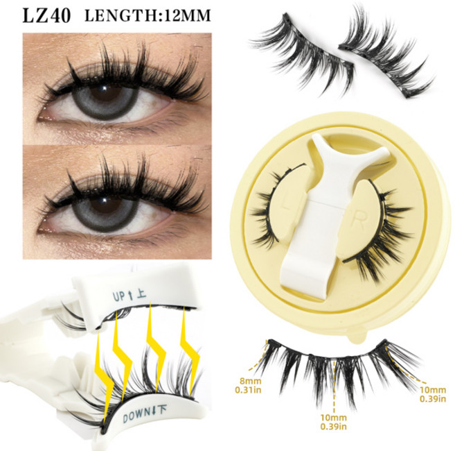 재사용 가능한 마그네틱 속눈썹 세트 자연스러운 외관 푹신한 인조 속눈썹 접착제 필요 없음 메이크업 2 쌍, [09] LZ40