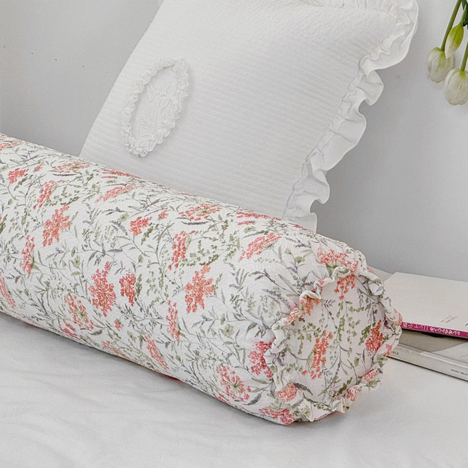 시원한 롱쿠션 여름 안고자는 꿀잠 아이린 플라워 꽃무늬 시어서커 바디필로우 쿠션 커버 솜포함, 아이린 바디필로우_화이트