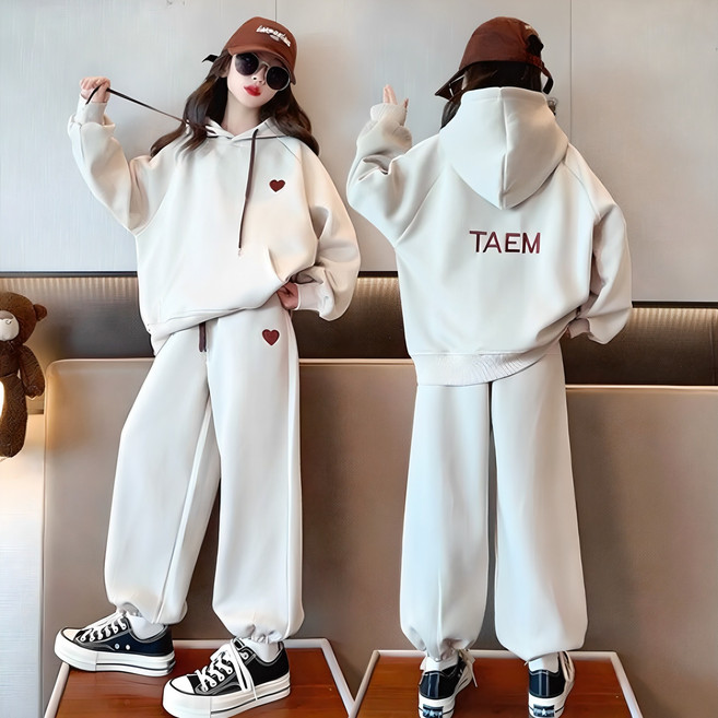 베비포 초중생 하트 자수 후드티 조거팬츠 코디세트 -QZ6