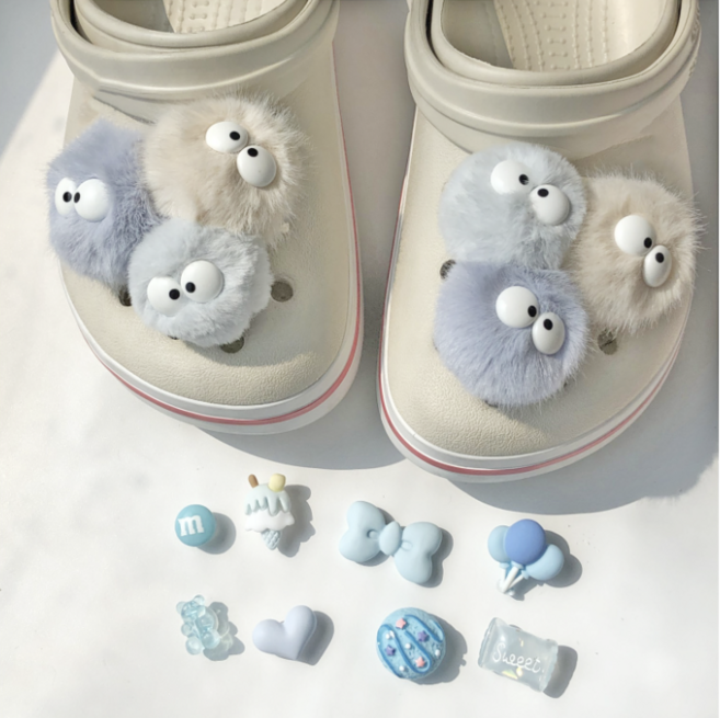 [14개] 보들보들 폼폼이 먼지 신발 꾸미기 파츠 세트