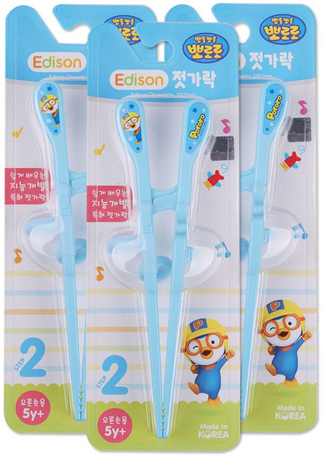 에디슨 뽀로로젓가락 2단계 (오른손) 젓가락, 오른손, 3개