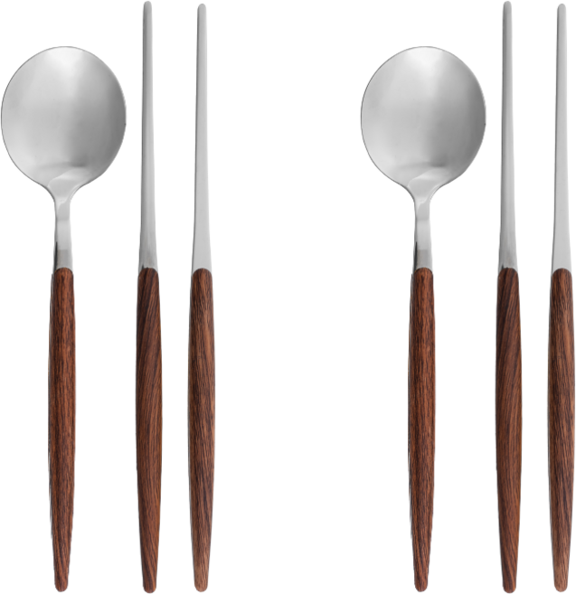 카빈스 예쁜 수저세트 숟가락 젓가락 세트 2인, 1세트, 수저2+젓가락2P, 딥브라운