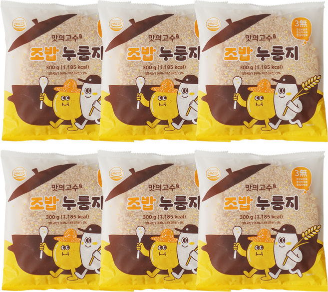 맛의고수 조밥 누룽지 국산 쌀 차조, 6개, 300g