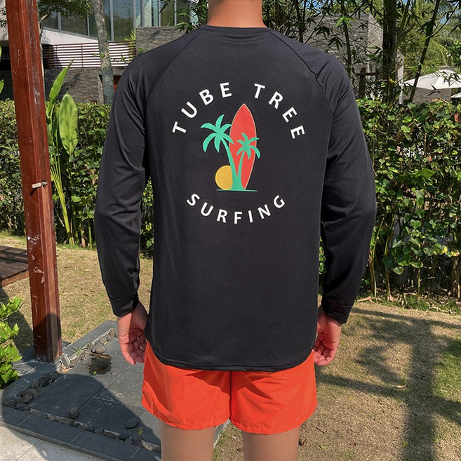 남성 래쉬가드 오버핏 루즈핏 긴팔 수영복 SW19792F, 블랙/2XL[110]