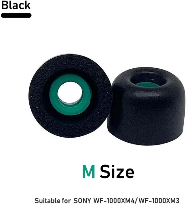 소니호환 WF-1000XM5 WF-1000XM4 WF-1000XM3 메모리 폼 이어 팁 쿠션 교체 이어폰 귀마개 버드 패드 커버, 1세트, M Black
