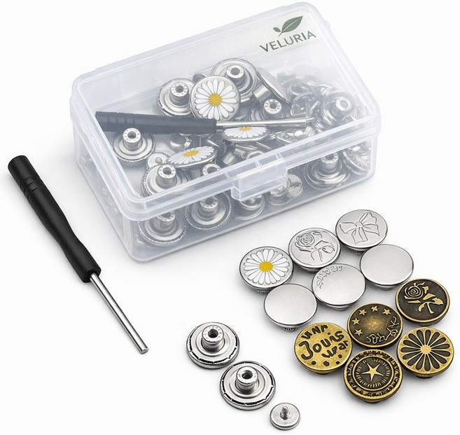 벨루리아 바지 수선 허리 조절 요술단추 10개, 1세트, 브론즈 실버