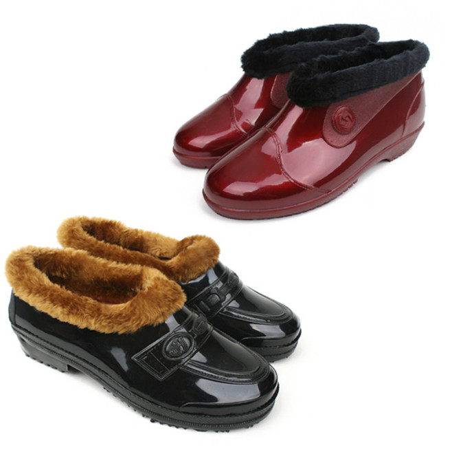 이에스슈즈 두꺼비표 국산 털고무신 남녀공용 검정고무신 겨울 방한화 빨강 털단화 농촌체험 고방 효도신발