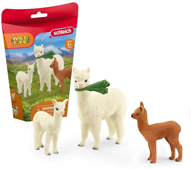 정품++ Schleich 슐라이히 Farm World 4피스 알파카 놀이 세트 엄마와 포함 - 교육적이고 내구성이 농장 동물 세트 피규어 및 를 위한 재미있고 상상력이 풍부