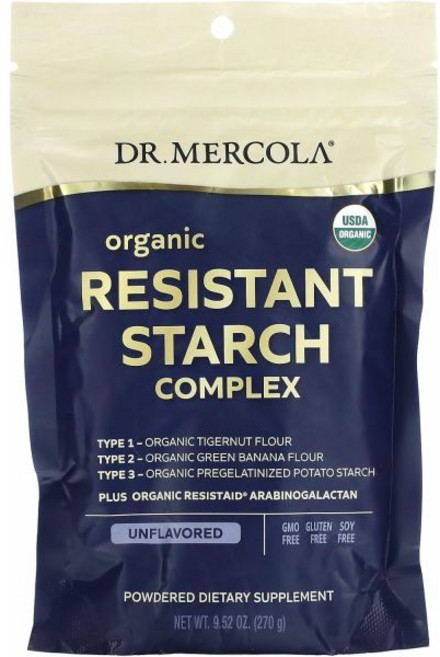 Dr. Mercola Resistant Starch Complex - Supports Gut & Health - Green Banana Tigernut Flour & Pota, 270g, 1개
