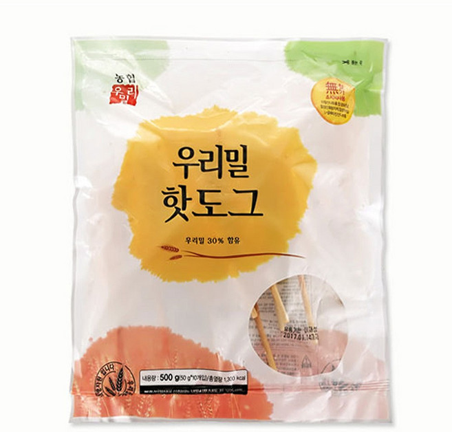 국산밀 100% 한국 우리밀 농협 우리밀 핫도그, 500g, 1개