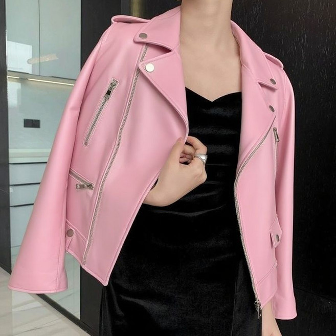 봄 가을 여성 레더 자켓 빅사이즈 슬림핏 터틀넥 pu 가죽 재킷 간절기 캐주얼 여자 라이더 재킷 아우터 YJW