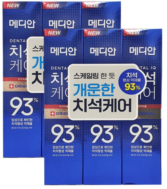 메디안 치석 오리지널 치약 120g 3입 x2, 360g, 2개