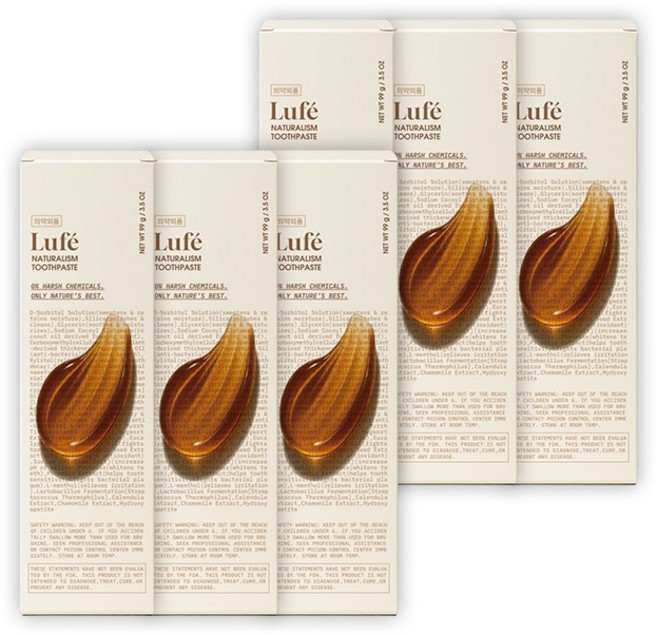 무불소 천연치약 구매평 만점 유해성분x 잇몸 질환 예방 구취제거, 99g, 6개