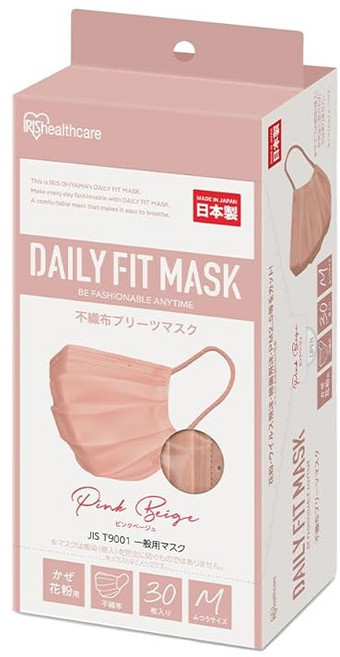 아이리스 오야마(IRIS OHYAMA) 마스크 부직포 주름 마스크 30매입 보통 사이즈 데일리 핏 DAILY FIT 작은 얼굴 혈색 마스크 블마스크 컬러 마스크 멋쟁이 귀가 아프지