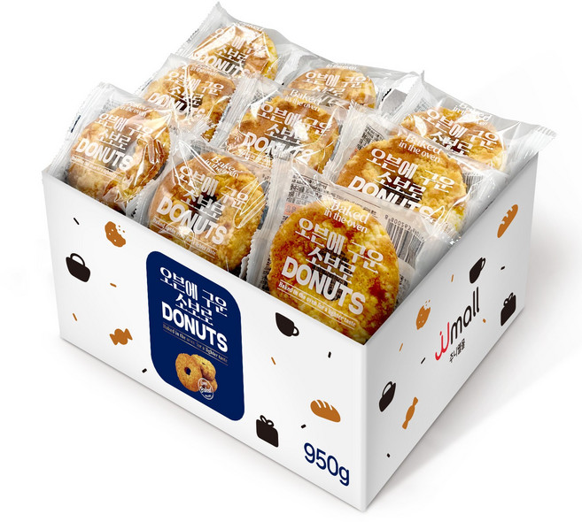 오븐에 구운 도넛 소보로빵 대용량 도너츠 개별포장, 950g, 1박스