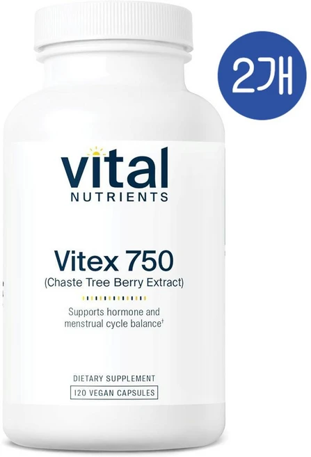 바이탈 뉴트리언츠 바이텍스 750 순비기나무 베리 추출물 캡슐 Vital Nutrients Vitex750 Chaste Tree Berry Extract, 2개, 120정 - 쿠팡