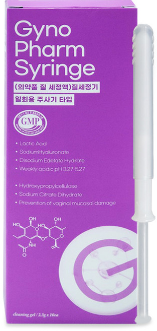 세븐메디컬 지노팜 질세정기 1박스(2.3g X 10매입) 일회용 주사기타입 시린지 여성청결제 클렌저 세정, 1개, 23g