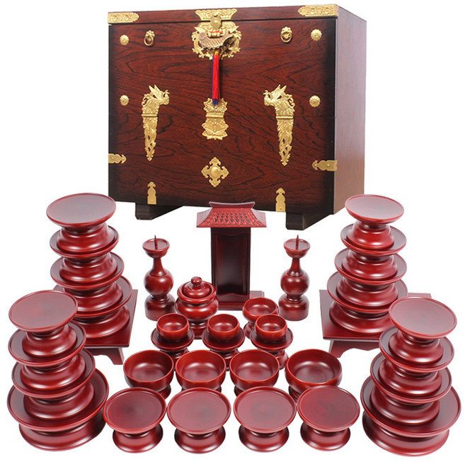 남원공방 제기세트 37P x 제기함 - 제사 제기 목기 그릇 접시, 1세트, 남원공방 제기세트 37P + 제기함