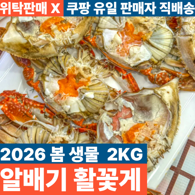 국내산 생물 알배기 활꽃게, 1개, 2kg