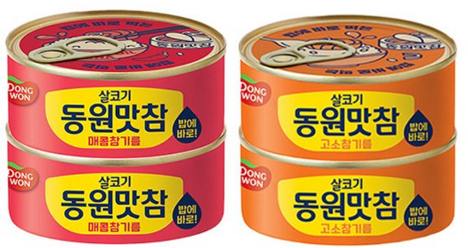 동원 맛참 참치 통조림 세트 고소 90g x 2p + 매콤 90g x 2p, 1세트