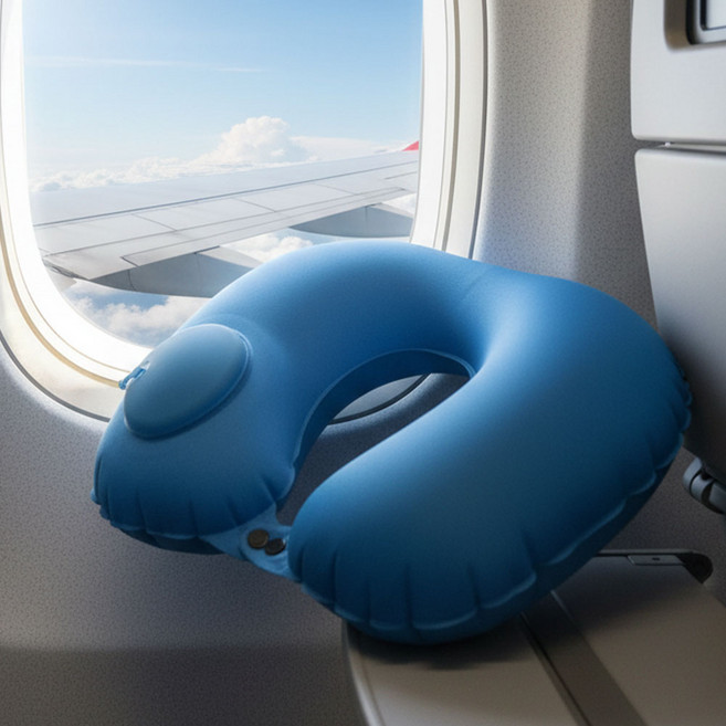 홈밸류언스 자충전 에어펌핑 공기주입 비행기 자동차 장거리 여행용 목베개 / 고급형