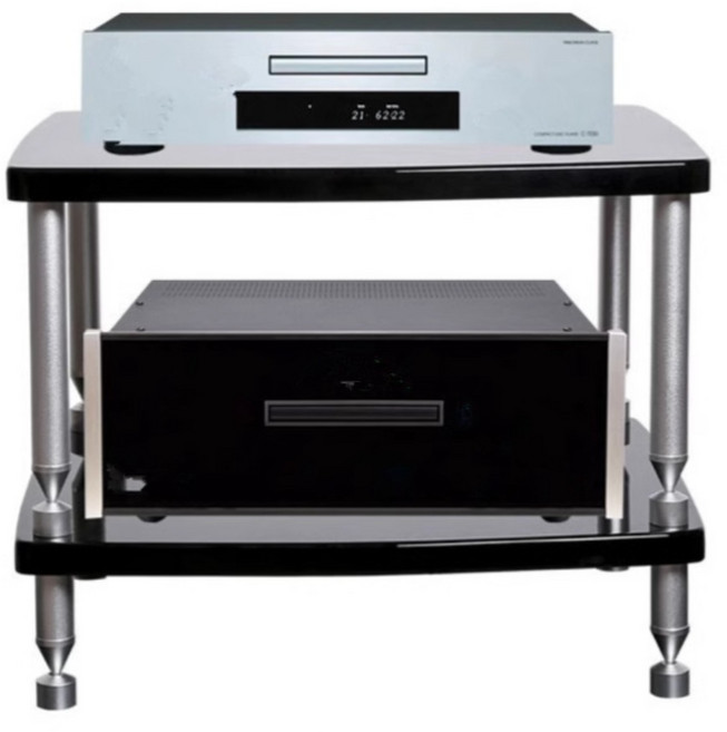 오디오 랙 진열대 받침대 장식장 다이 스탠드 수납장 선반 앰프 거실 스피커, 블랙 2단