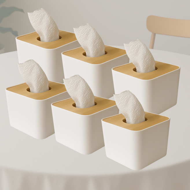 THE집사 비스듬 하드플라스틱 냅킨케이스, 6개, 화이트