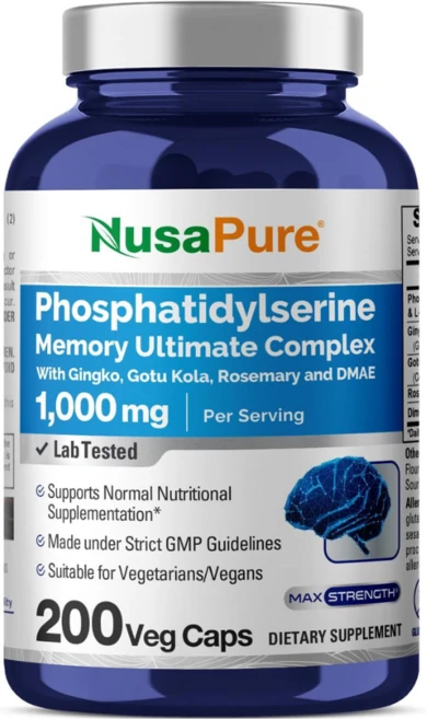 포스파티딜세린 1000mg 징코 빌로바 함유 200캡슐 100일 분, 1개, 200정 - 쿠팡