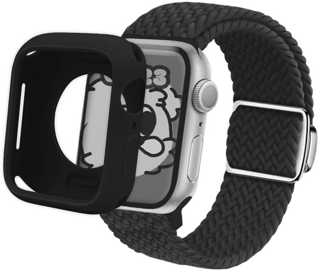 아이메이드잇 애플워치 호환 솔로루프 스트랩 밴드, 블랙, 1개