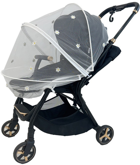 어프리비 유모차 모기장 커버 방충망 햇빛가리개, 데이지화이트, 1개